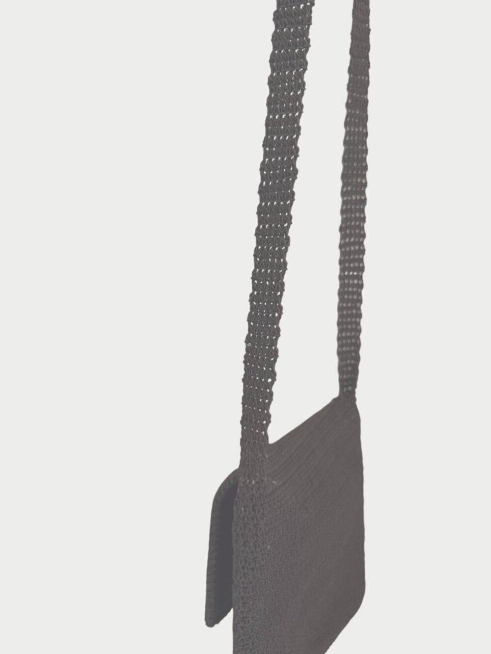 Vintage Boho Crocheted Dark Brown Crossbody Bag With Floral Embroidery Beautiful - Picture 8 of 9